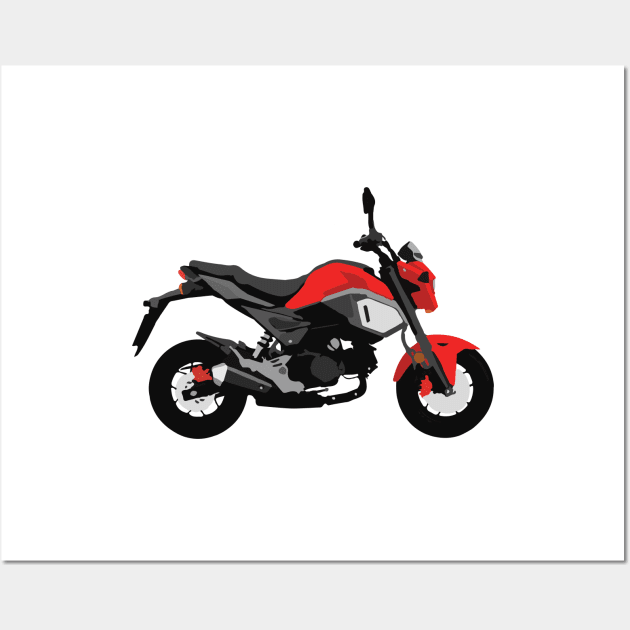 Motorcycle Honda Grom Orange 2020 Cherry Red Wall Art by WiredDesigns